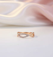 14k Rose Gold Diamond Split Shank Wedding Band-Black Diamonds New York