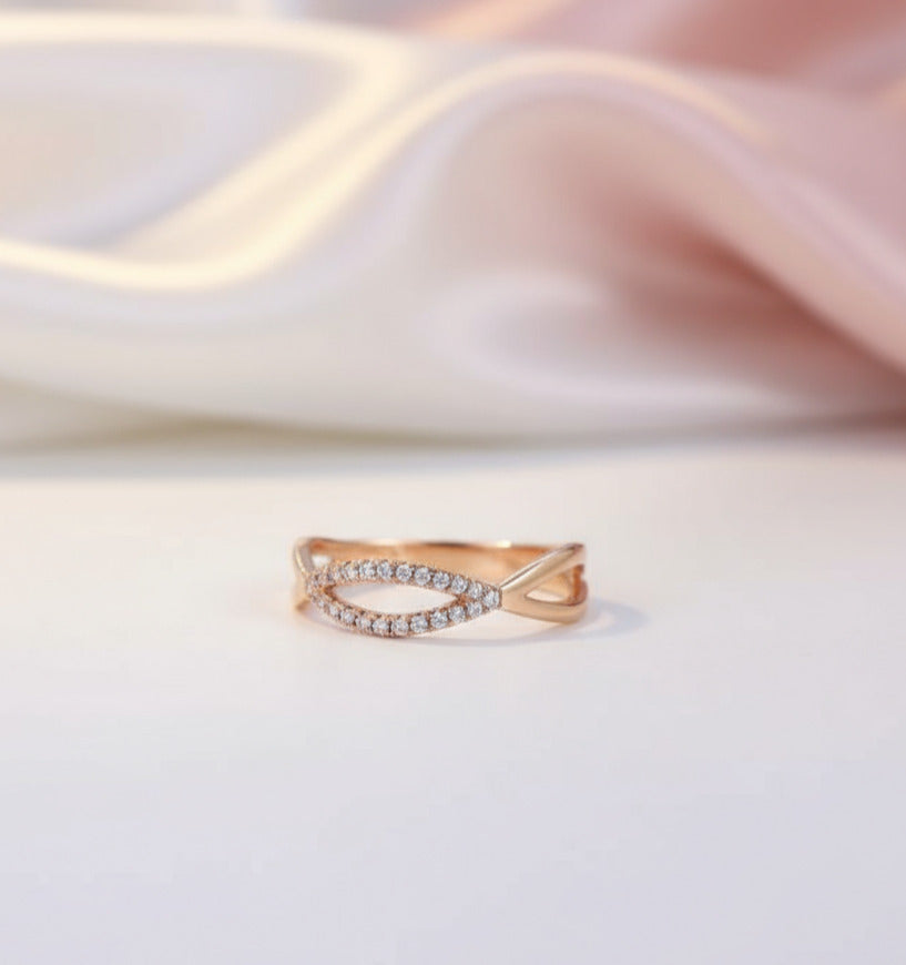 14k Rose Gold Diamond Split Shank Wedding Band-Black Diamonds New York