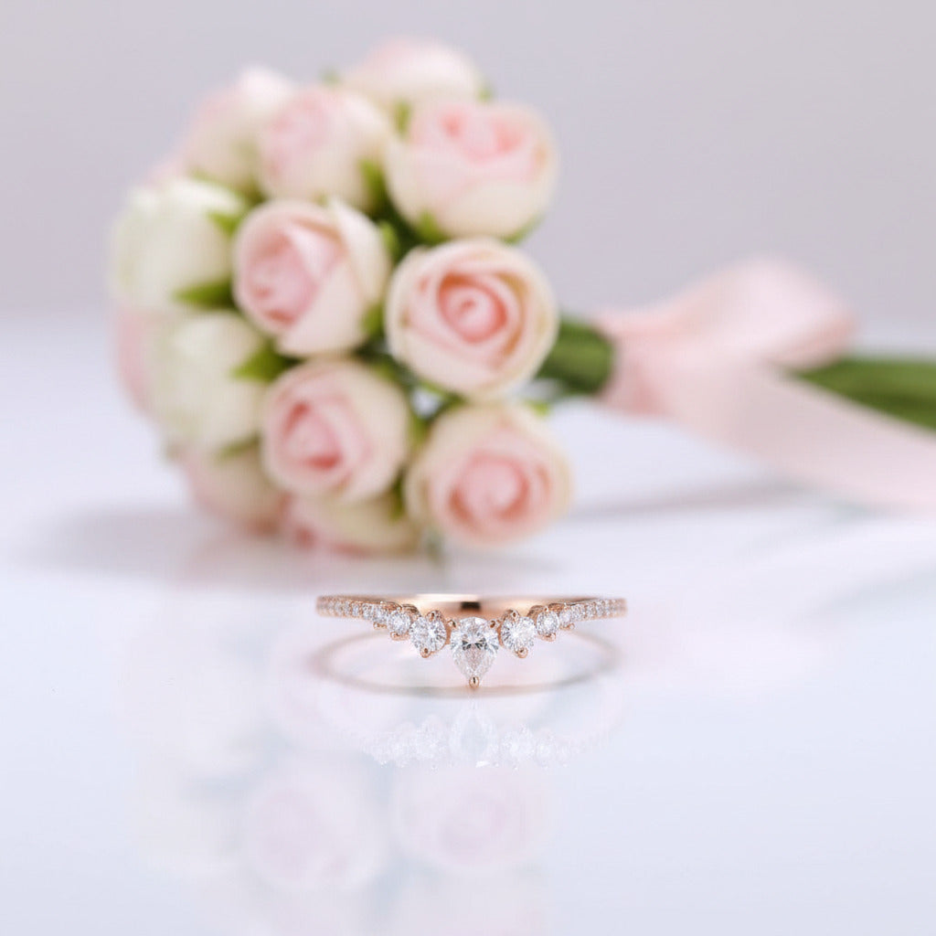 14k Rose Gold Diamond Option Stackable Wedding Band-Black Diamonds New York