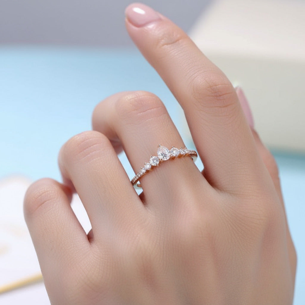 14k Rose Gold Diamond Stackable Wedding Band-Black Diamonds New York