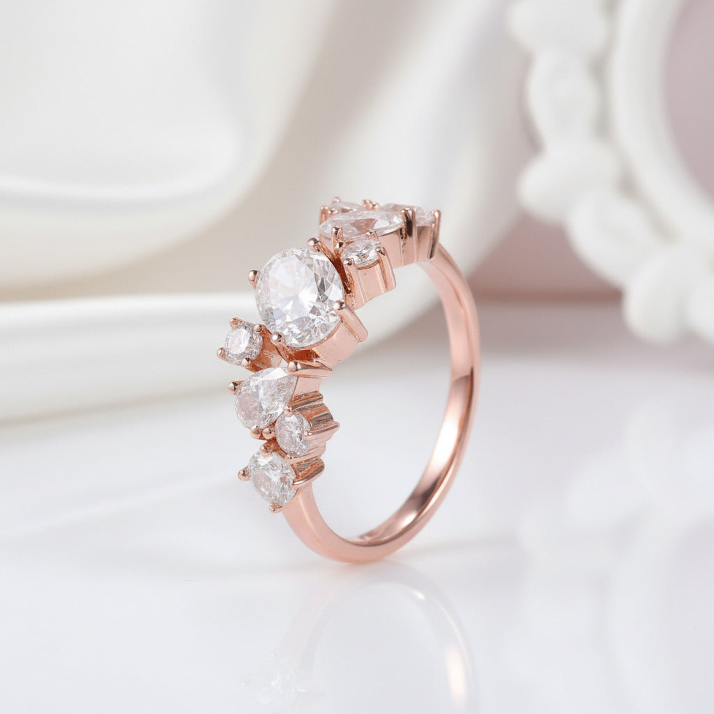 14k Rose Gold Diamond Option Wedding Band-Black Diamonds New York