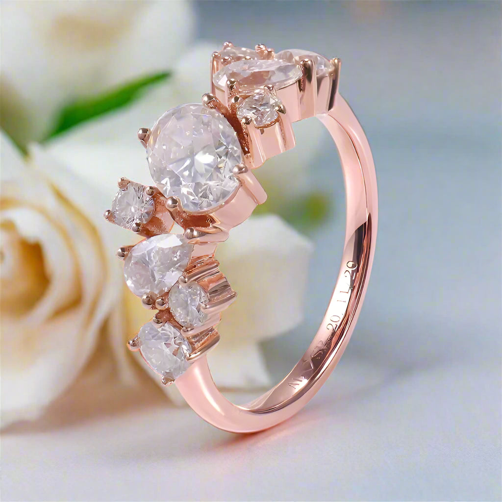 14k Rose Gold Diamond Wedding Band-Black Diamonds New York