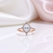 14K Rose Gold Moonstone and Diamond Option Halo Engagement Ring-Black Diamonds New York