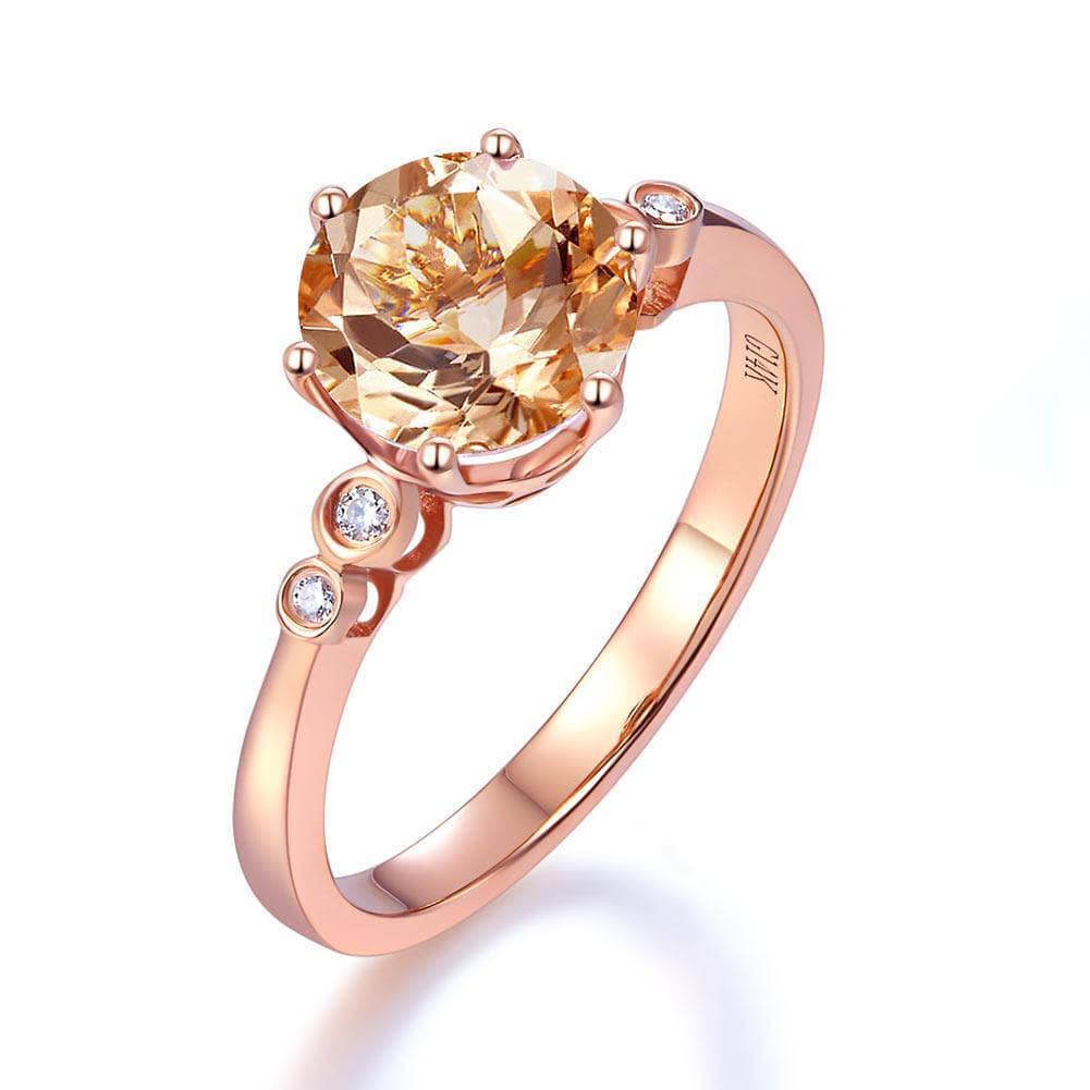 14K Rose Gold Peach Morganite 0.038ct Natural Diamond Ring-Black Diamonds New York