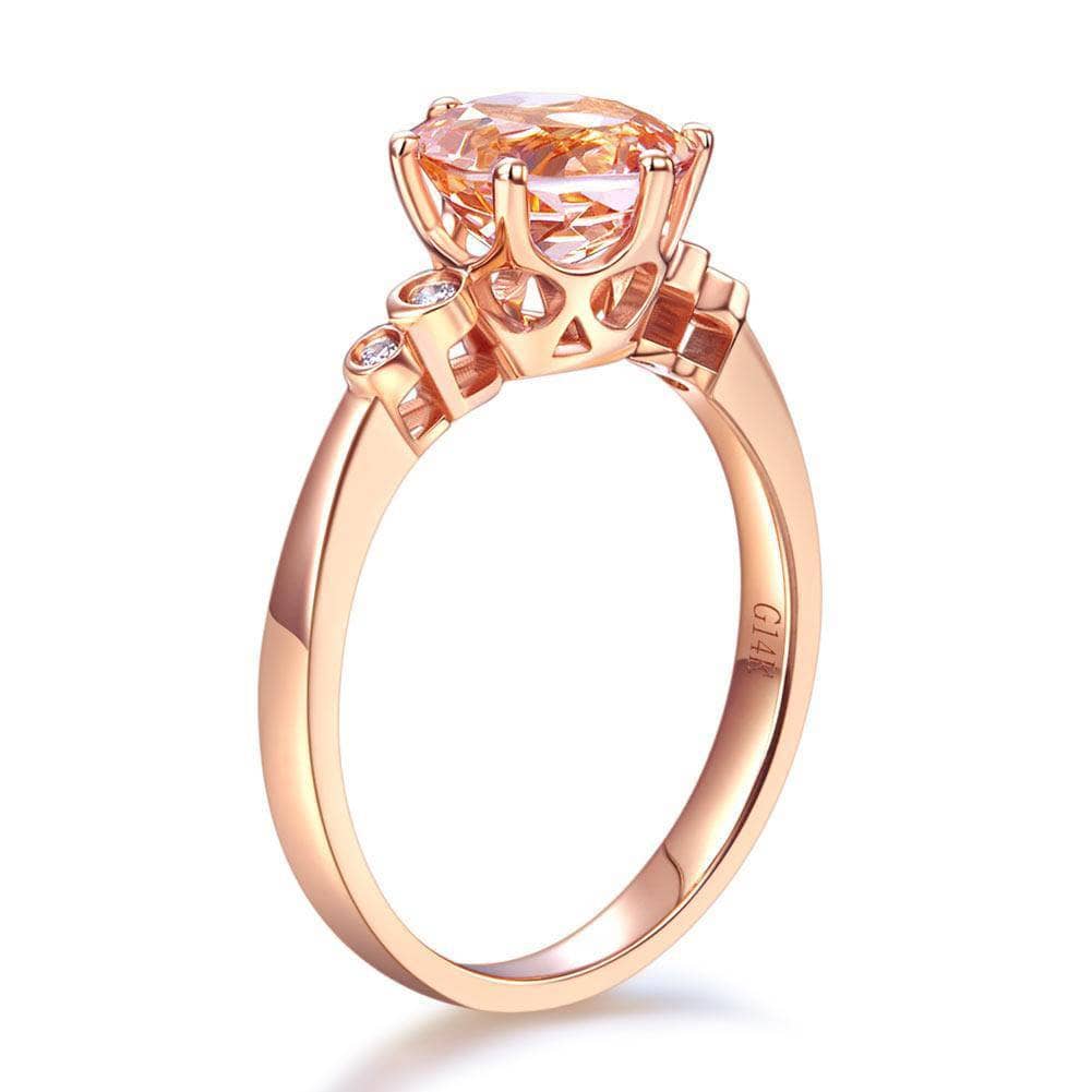 14K Rose Gold Peach Morganite 0.038ct Natural Diamonds