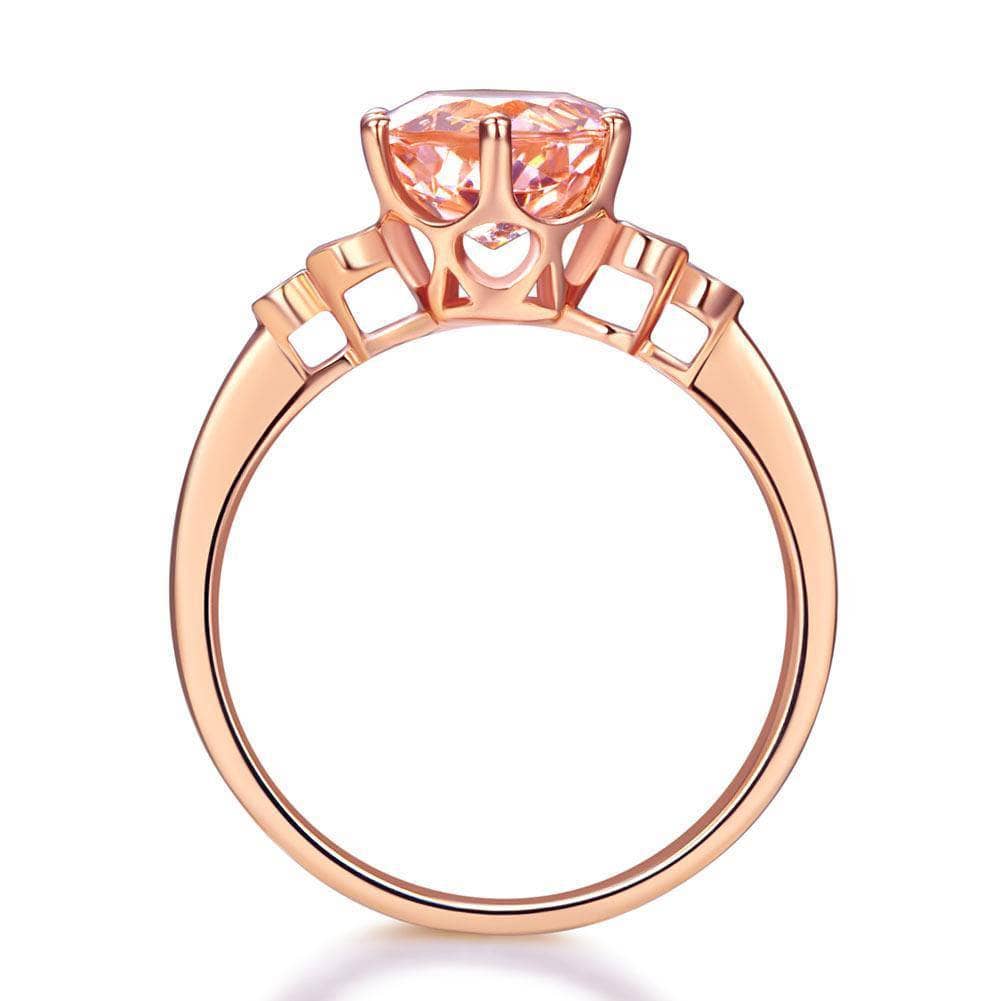 14K Rose Gold Peach Morganite 0.038ct Natural Diamond Ring-Black Diamonds New York