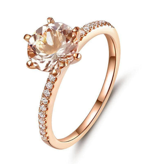 14K Rose Gold Peach Morganite Natural Diamond Engagement Ring-Black Diamonds New York