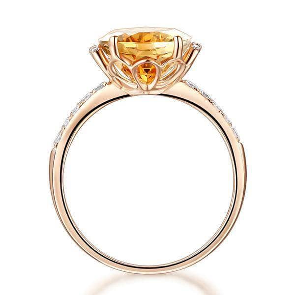 14K Rose Gold Ring 5.2ct Citrine 0.22ct Natural Diamond Ring-Black Diamonds New York