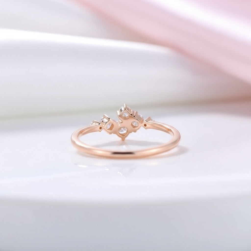 14k Rose Gold Round Cut Diamond Stackable Wedding Band-Black Diamonds New York