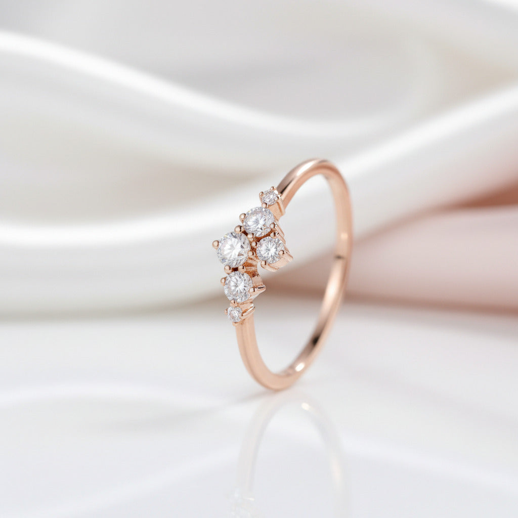 14k Rose Gold Round Cut Diamond Option Stackable Wedding Band-Black Diamonds New York