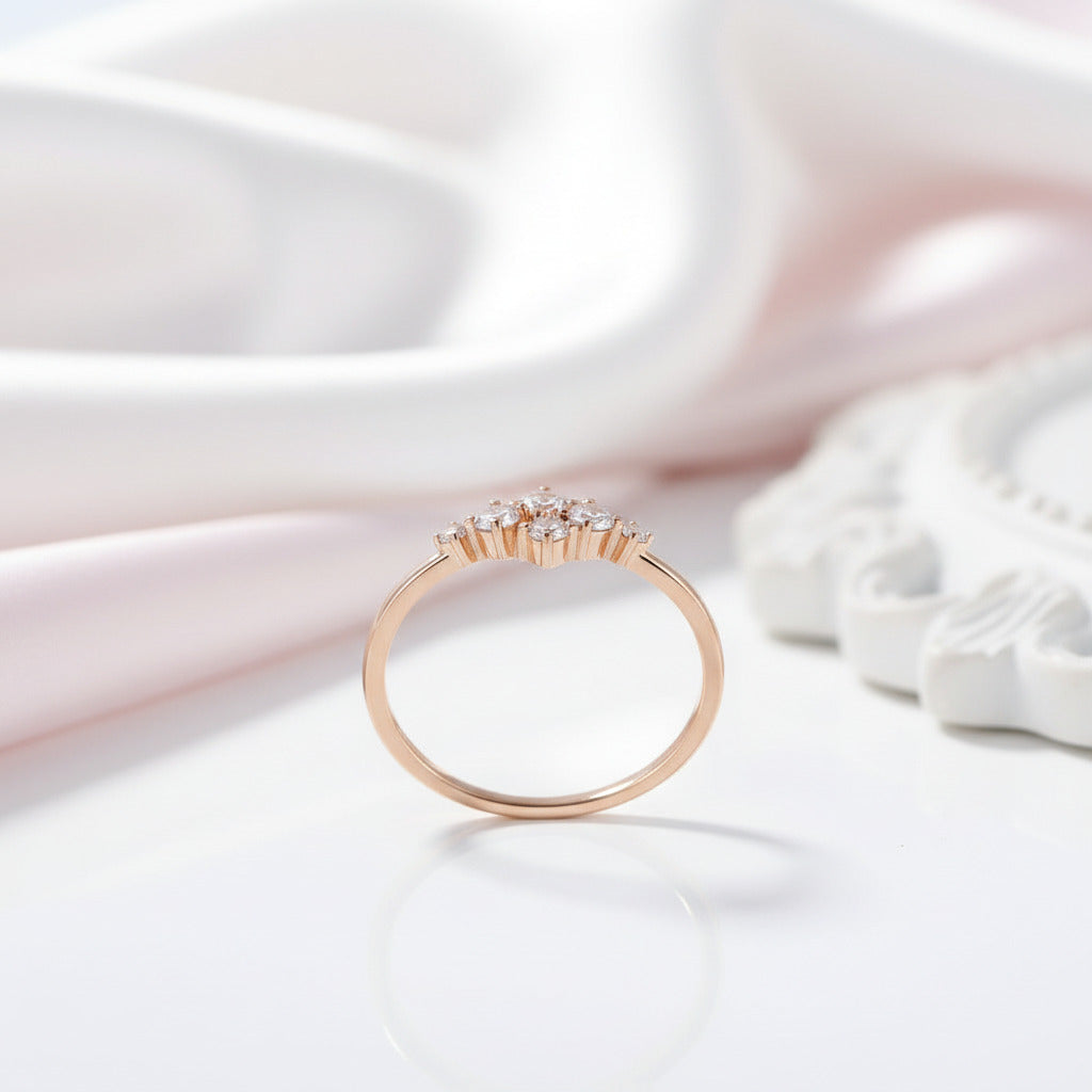 14k Rose Gold Round Cut Diamond Option Stackable Wedding Band-Black Diamonds New York