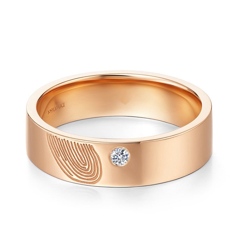 14K Rose Gold Round Moissanite Diamond Fingerprint Engagement Ring-Black Diamonds New York