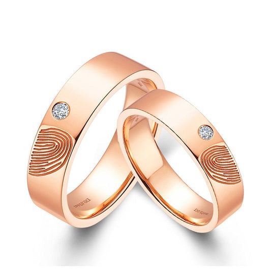 14K Rose Gold Round Diamond Fingerprint Engagement Ring-Black Diamonds New York