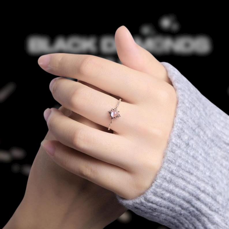 14k Rose Gold Vintage Moonstone Diamond Ring