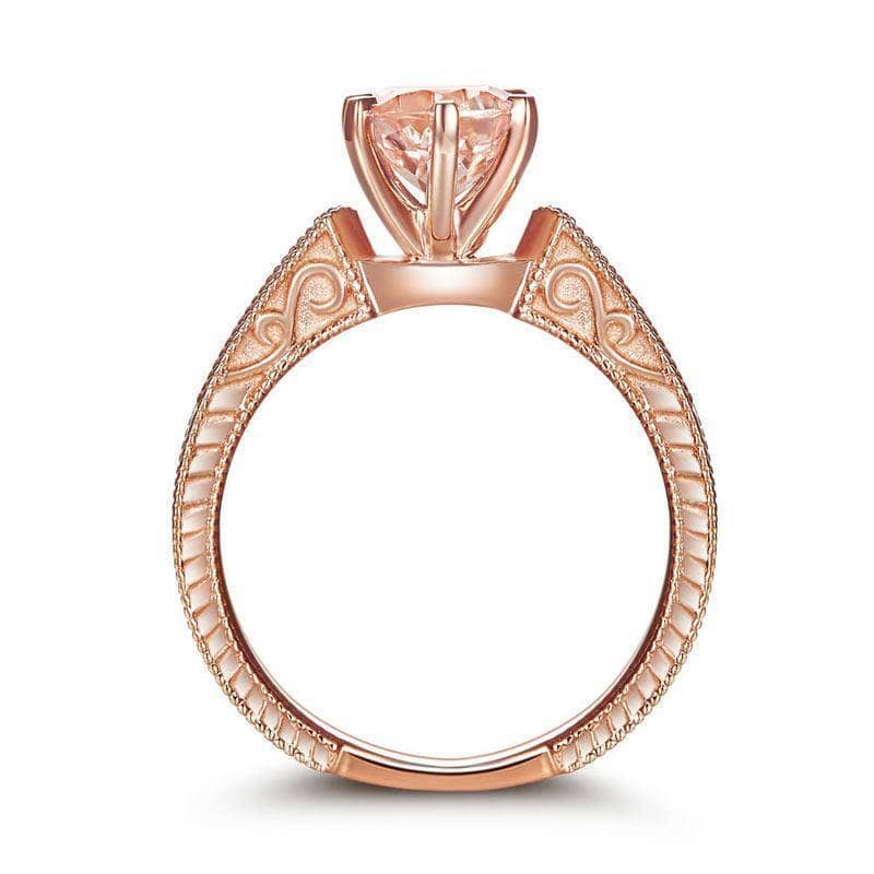 14K Rose Gold Vintage Ring Peach Morganite Natural Diamond