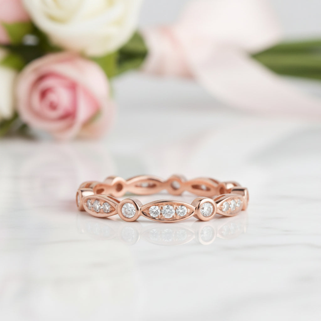 14k Rose Gold Vintage Ring 0.3ct Natural Diamond Option-Black Diamonds New York