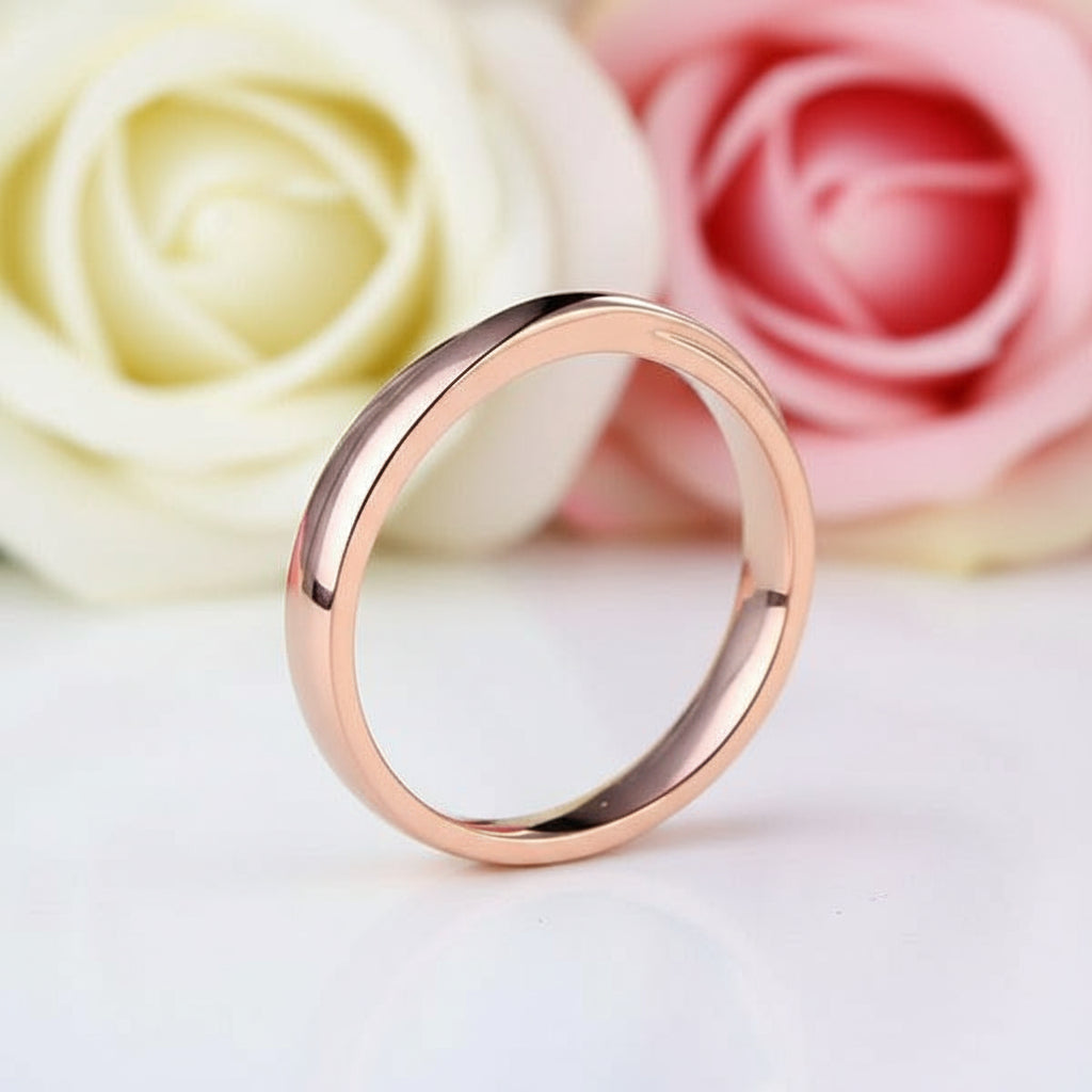 14k Rose Gold Wedding Band Ring-Black Diamonds New York