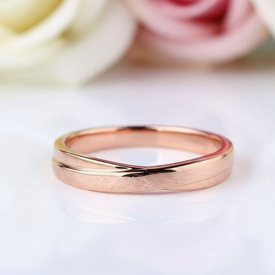 14k Rose Gold Wedding Band Ring-Black Diamonds New York