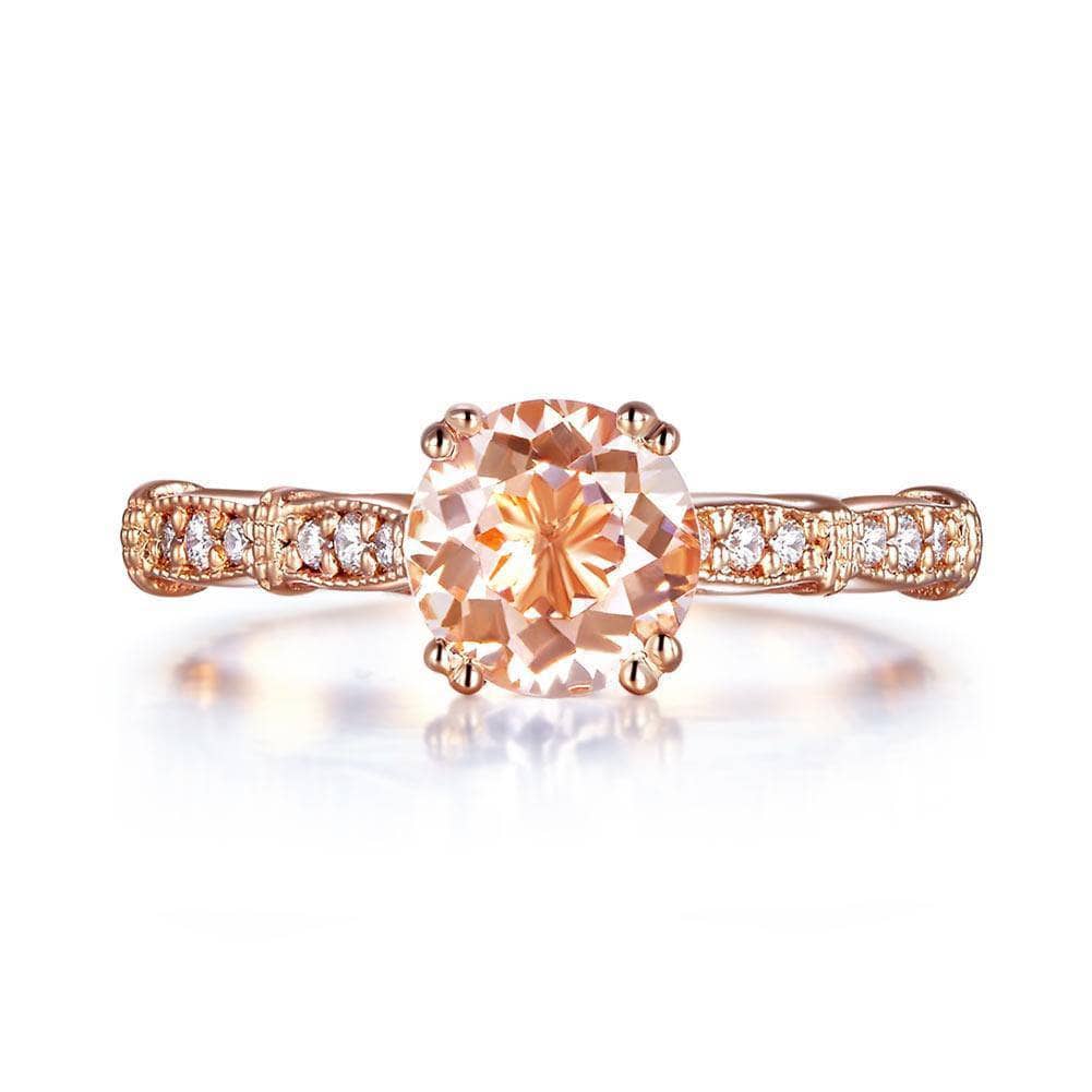 14K Rose Vintage Style Peach Morganite Natural Diamonds