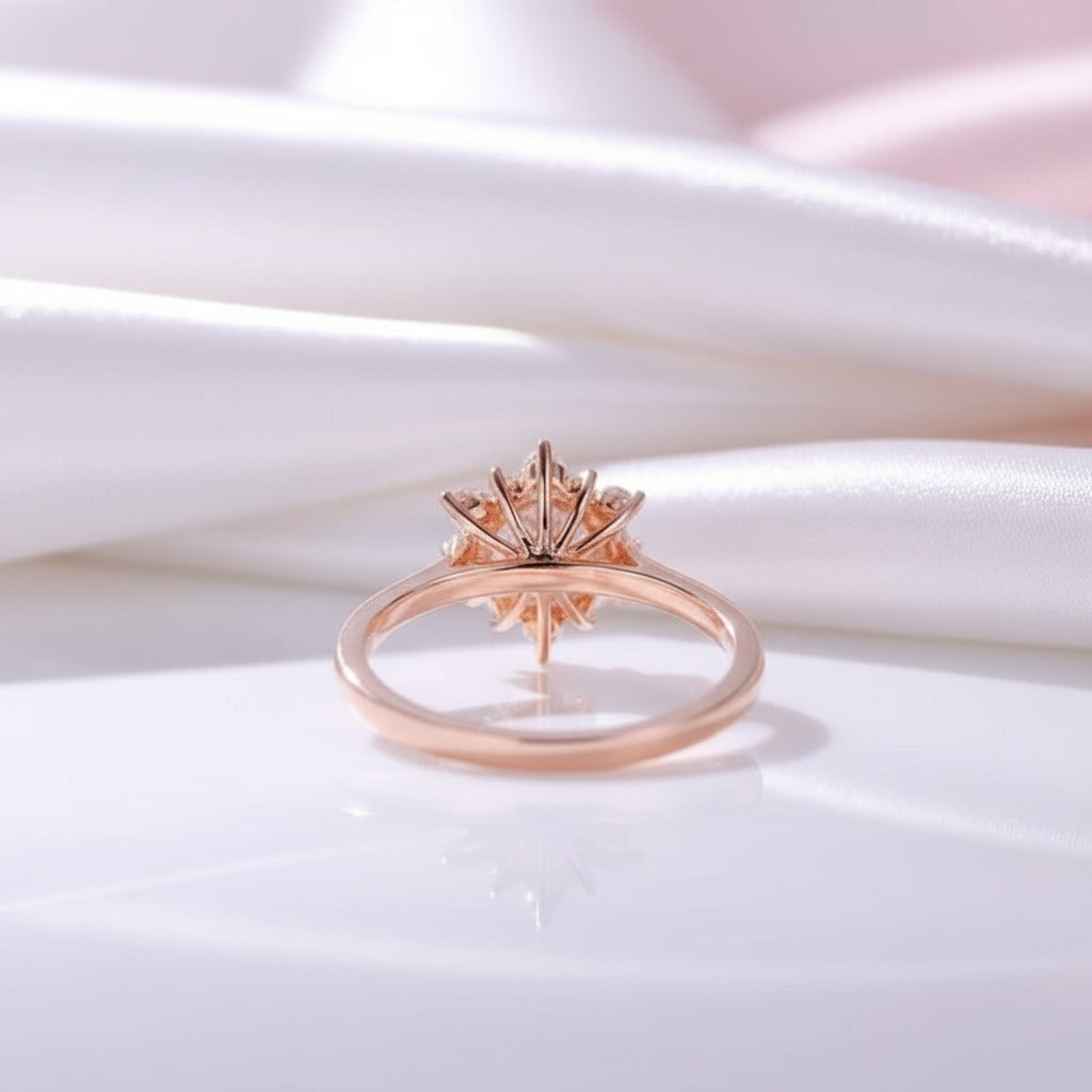 14k Solid Gold 6mm Diamond Halo Engagement Ring-Black Diamonds New York