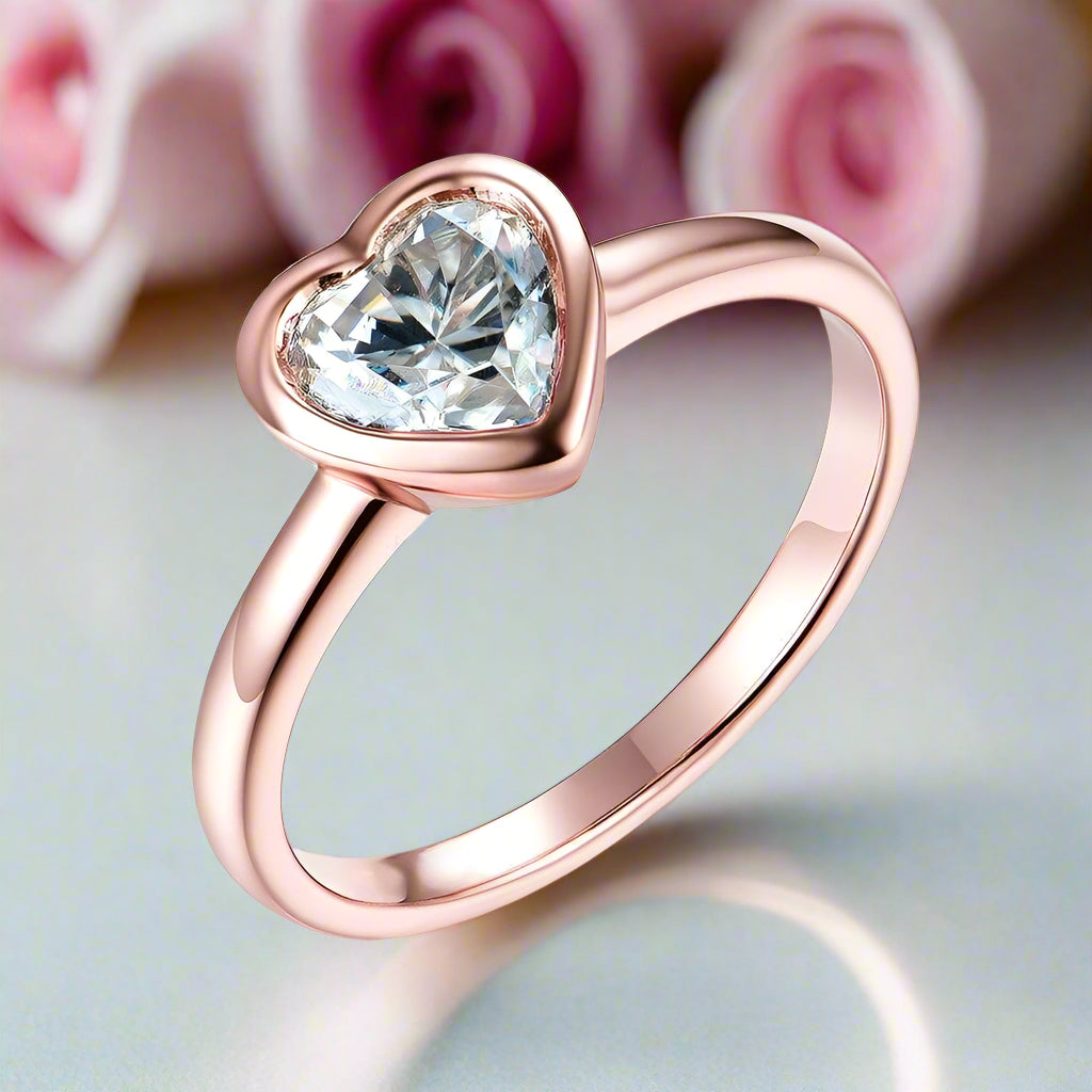 14k Solid Gold Diamond Heart Promise Ring-Black Diamonds New York