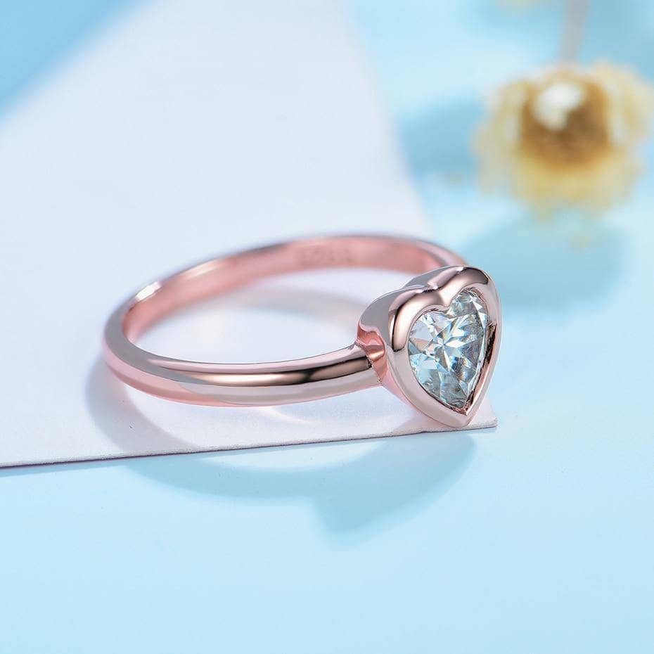 14K Solid Gold Moissanite Heart Promise Ring-Black Diamonds New York