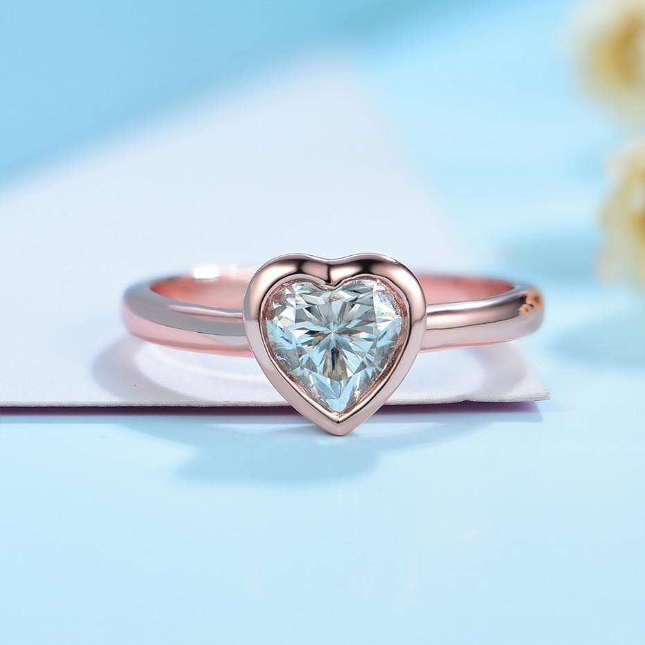 14K Solid Gold Moissanite Heart Promise Ring - Black Diamonds New York