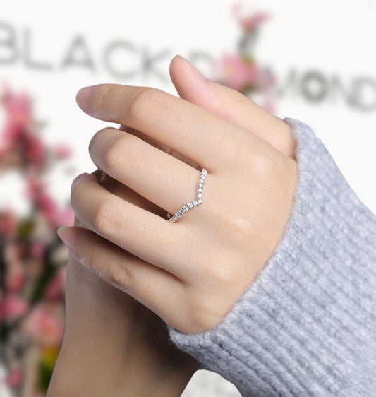 14K Solid Gold Diamond Stackable Wedding Band-Black Diamonds New York