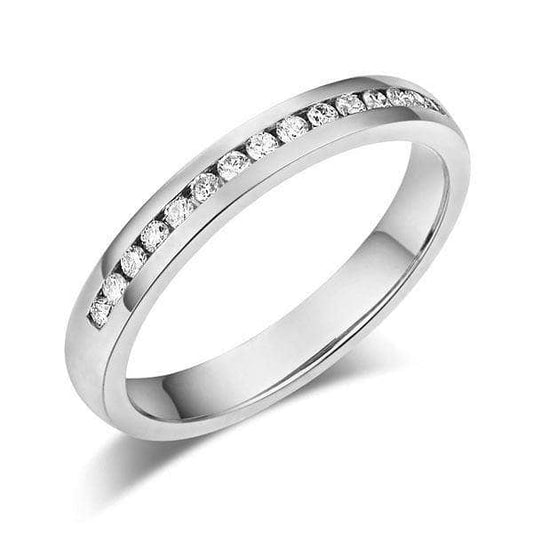 14K Solid White Gold Half Eternity Ring 0.17ct Natural Diamonds-Black Diamonds New York