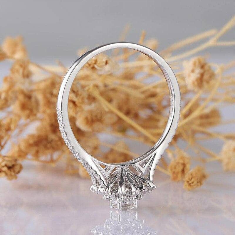 14K White Gold 0.3ct 4mm Moissanite Snow Flake Engagement Ring - Black Diamonds New York