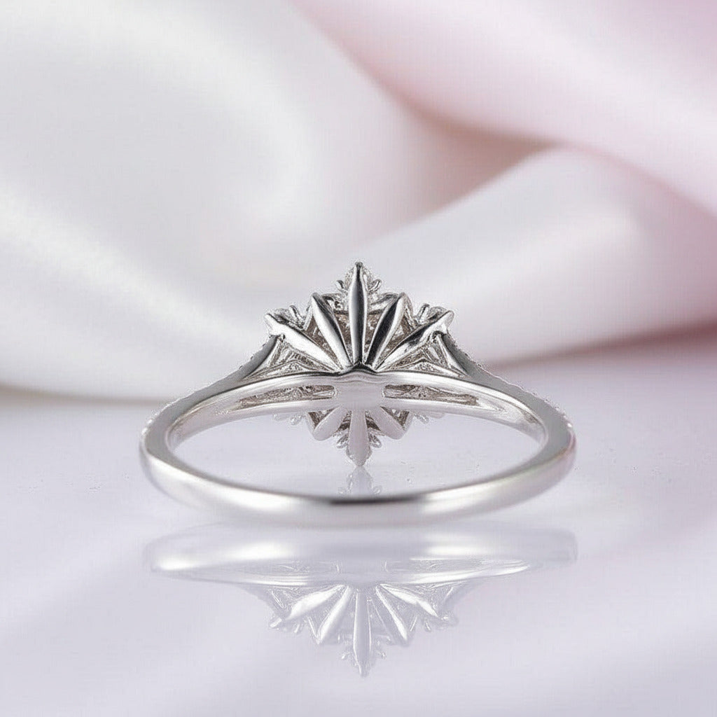 14K White Gold 0.3ct 4mm Diamond Snow Flake Engagement Ring-Black Diamonds New York
