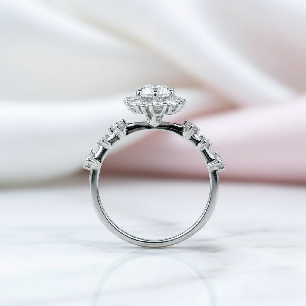 14k White Gold 0.8 Ct Round Cut Diamond Option Engagement Ring-Black Diamonds New York