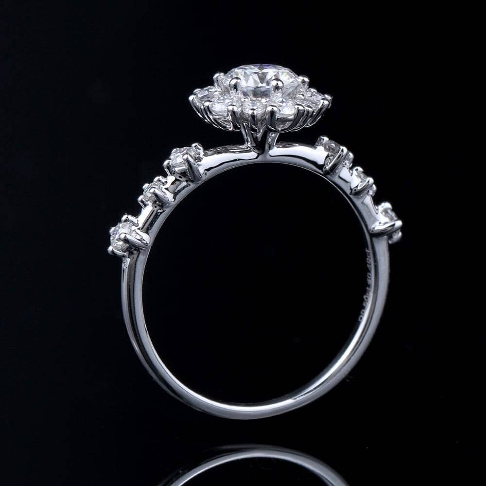 14K White Gold 0.8ct Round-Cut Diamond Engagement Ring-Black Diamonds New York