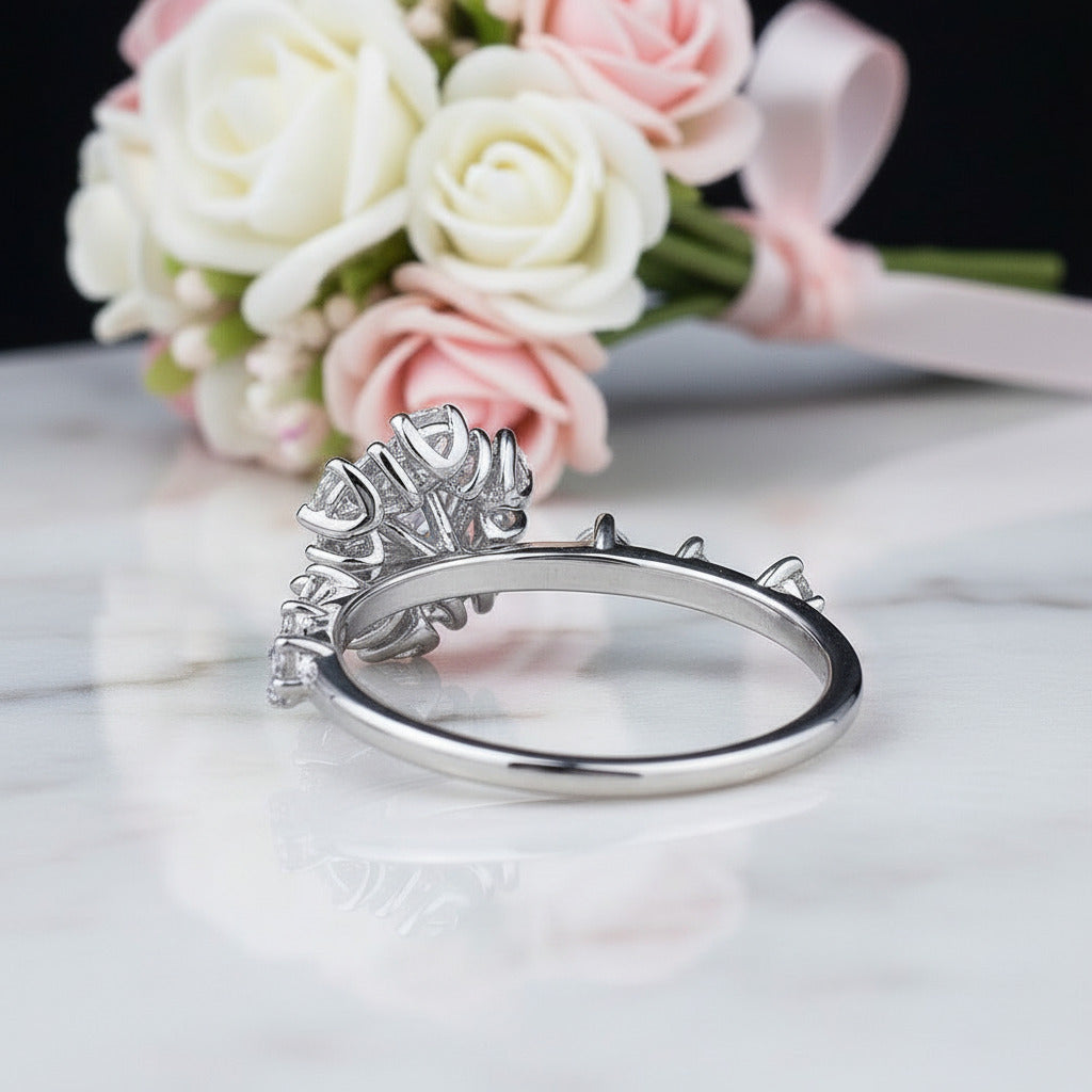 14k White Gold 0.8 Ct Round Cut Diamond Option Engagement Ring-Black Diamonds New York