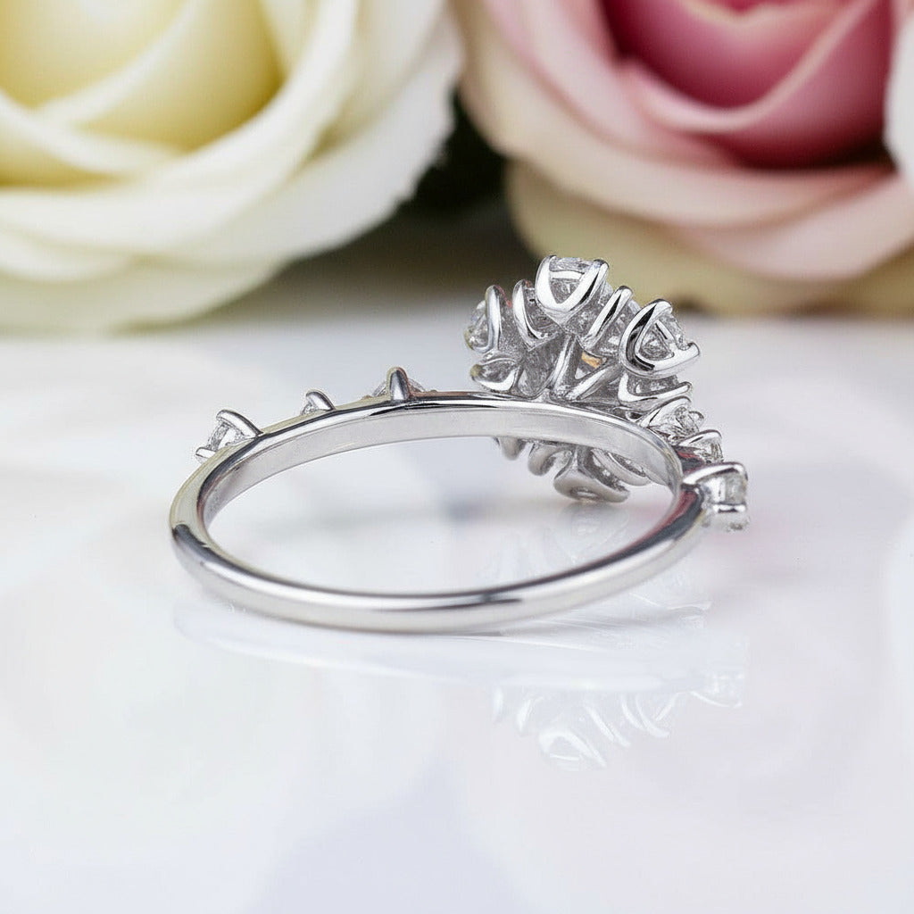 14k White Gold 0.8 Ct Round Cut Diamond Engagement Ring-Black Diamonds New York