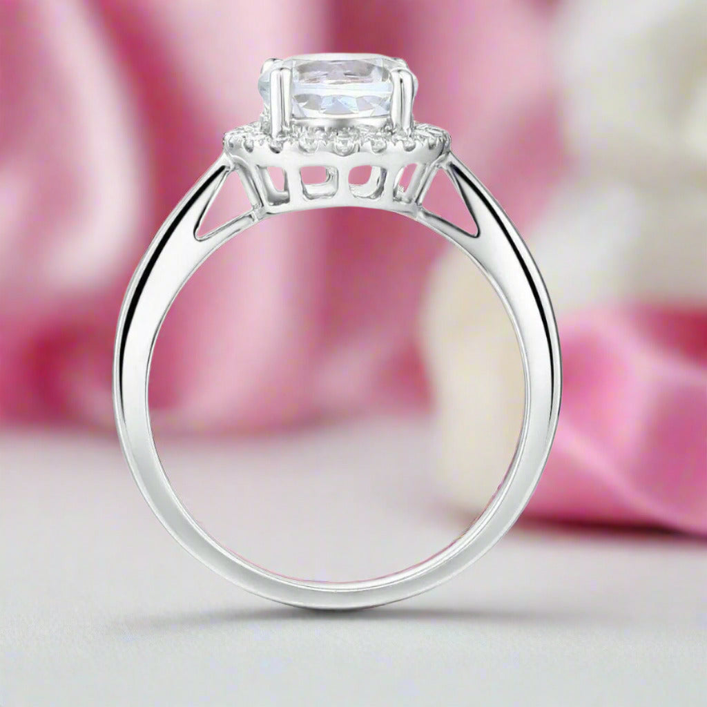 14k White Gold 1.2 Ct Topaz 0.16 Ct Diamond Engagement Ring-Black Diamonds New York