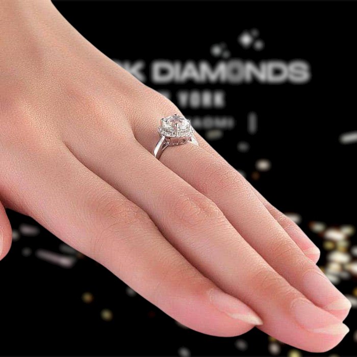 14K White Gold 1.2 Ct Topaz 0.16 Ct Natural Diamond Engagement Ring - Black Diamonds New York