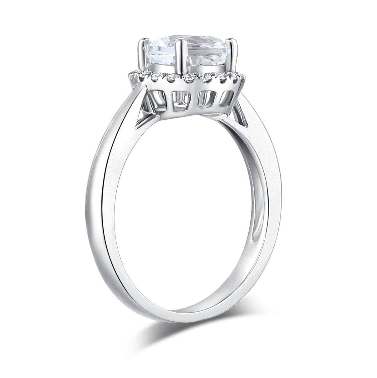 14K White Gold 1.2 Ct Topaz 0.16 Ct Natural Diamond Engagement Ring-Black Diamonds New York