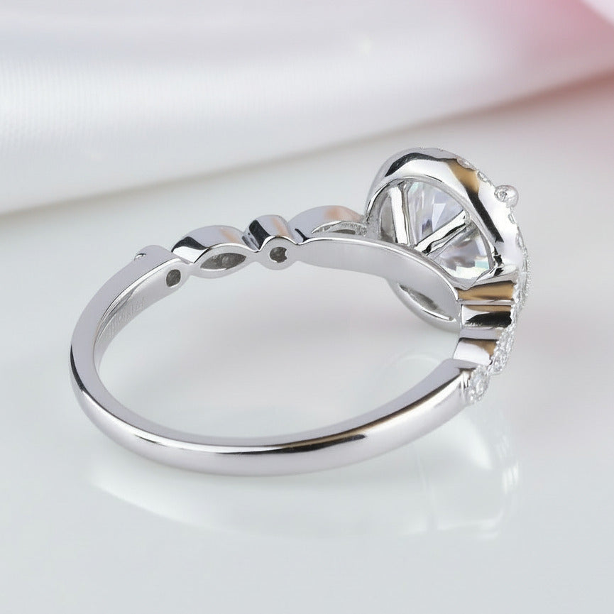 14k White Gold 1.2 Ct Round Cut Diamond Option VVS1 Halo Engagement Ring-Black Diamonds New York