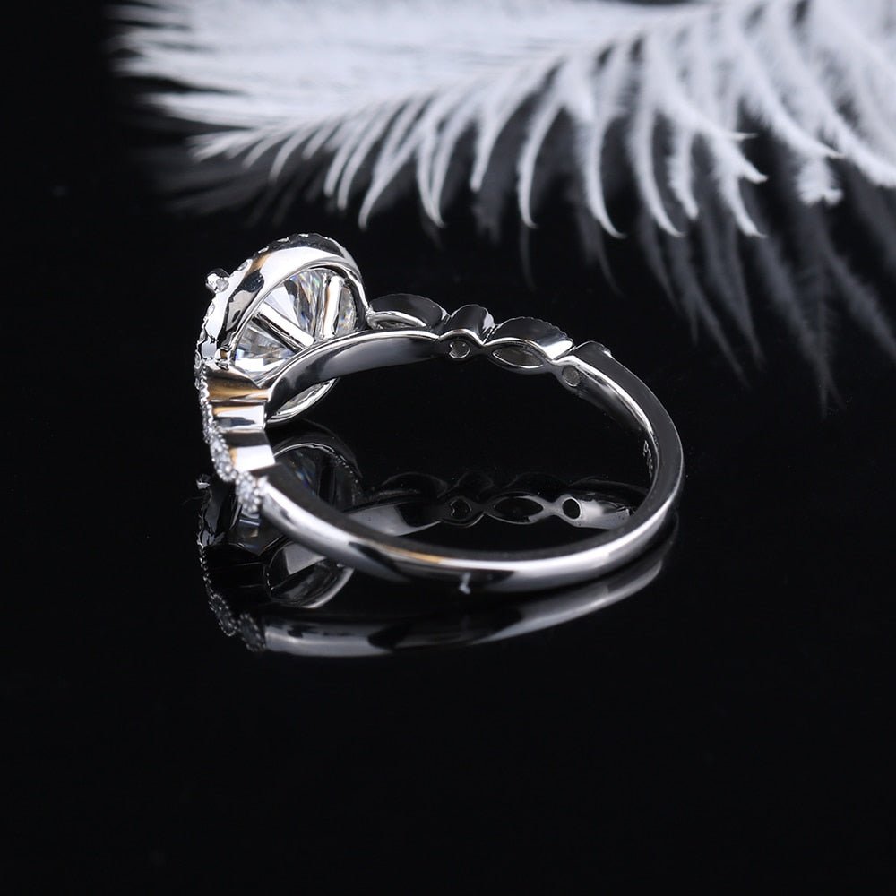 14k White Gold 1.2ct Round Cut Diamond VVS1 Halo Engagement Ring-Black Diamonds New York