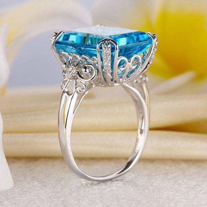 Buy Emerald Cut London Blue Topaz Engagement Ring Rose Gold Art Deco Unique Engagement  Ring Marquise Cut Diamond Ring Promise Ring for Her Gifts Online in India -  Etsy