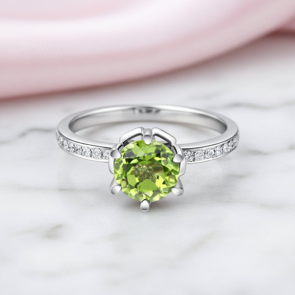 14k White Gold 1.4ct Peridot Diamond Option Ring-Black Diamonds New York