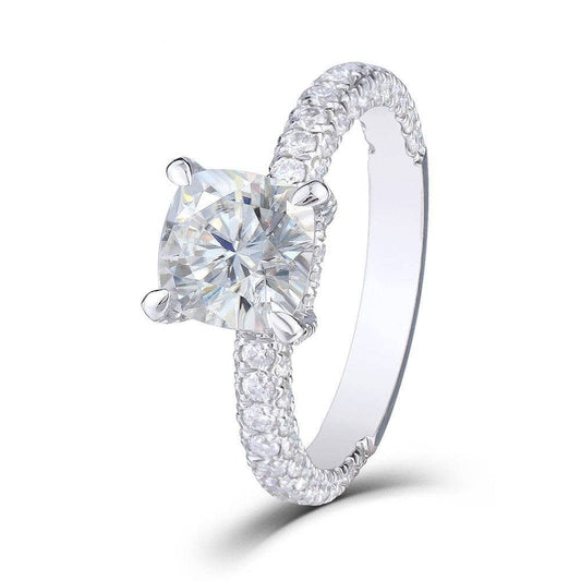 14K White gold 1.5ct Cushion Cushion Cut Diamond Engagement Ring-Black Diamonds New York