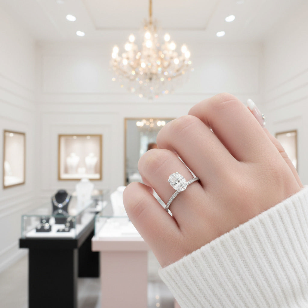 14k White Gold 1.5 Ct Oval Cut Diamond Option Halo Engagement Ring-Black Diamonds New York