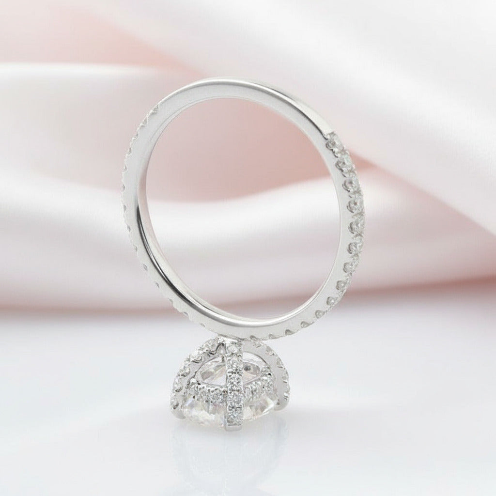 14k White Gold 1.5 Ct Oval Cut Diamond Option Halo Engagement Ring-Black Diamonds New York