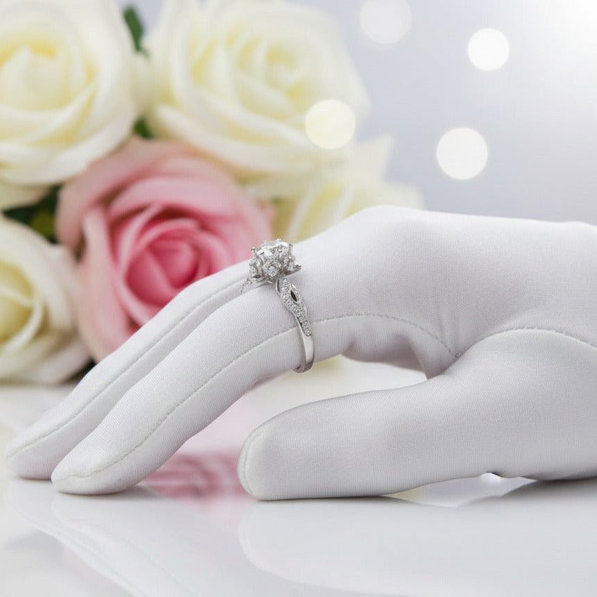 14k White Gold 1.0 Ct 6.5mm Diamond Engagement Ring-Black Diamonds New York