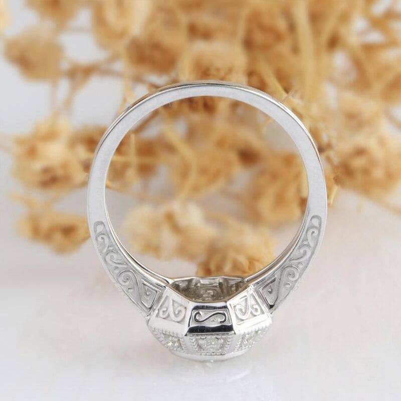 14K White Gold 1ct 6.5mm Diamond Engagement Ring-Black Diamonds New York