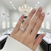 14k White Gold 1ct Emerald Cut Diamond Option Engagement Ring-Black Diamonds New York