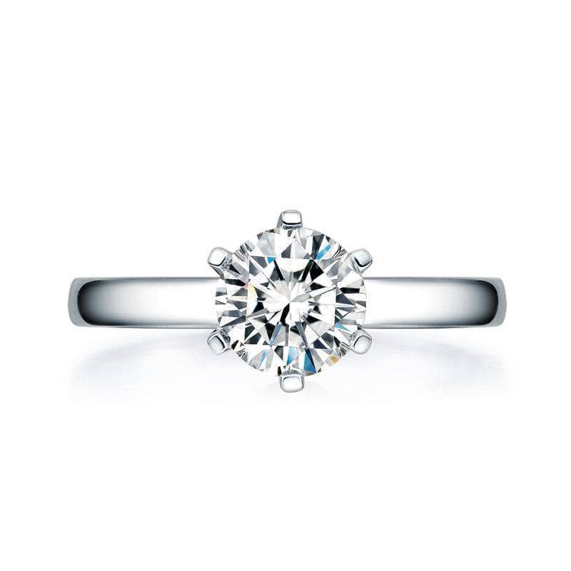 14K White Gold 1ct Moissanite Diamond 6 Claws Engagement Ring-Black Diamonds New York