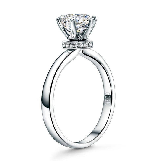 14K White Gold 1ct Diamond 6 Claws Engagement Ring-Black Diamonds New York